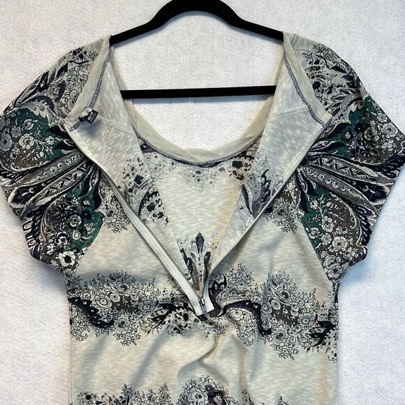 FREE PEOPLE T-Shirt Women’s XS Multicolor Paisley Floral Short Sleeve Boho Top - Picture 11 of 11